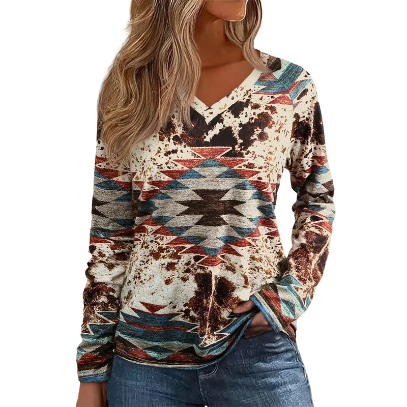 Aztec Tribal Print Top Plains Western Wear Western clothing